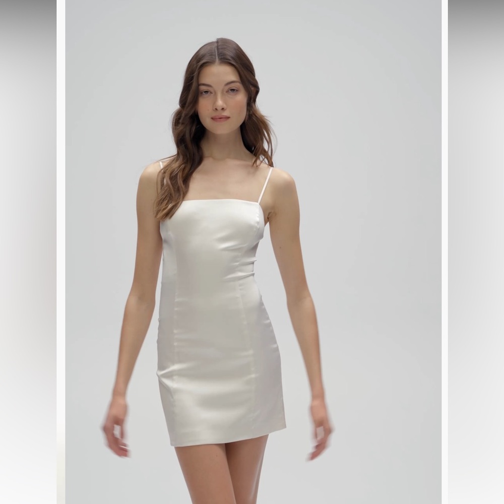 Aritzia satin square neck shimmer mini dress